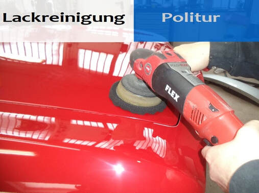 Lackpolitur an einem roten Fahrzeug